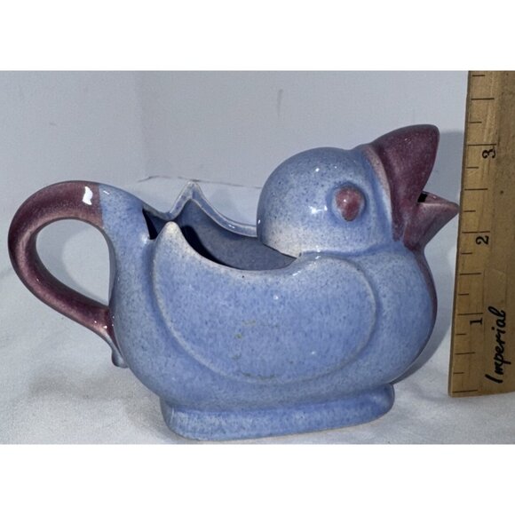 Vintage 1920s Japanese Duck Creamer Purple Blue Glaze - Picture 5 of 6